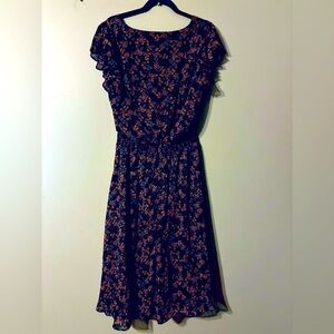 NWOT Flutter Sleeve Fit and Flare Dress, floral, size large